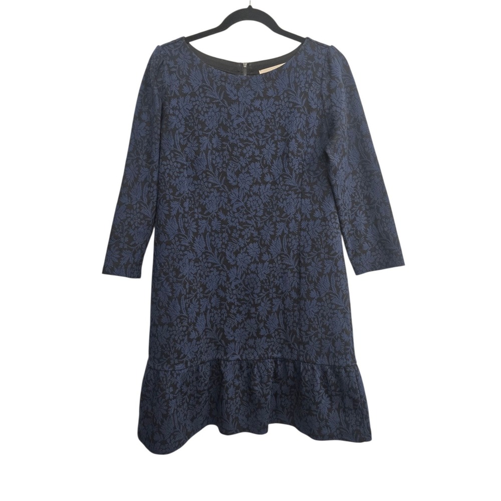 LOFT Dark Academia Coquette Floral Jacquard Shift Dress Elegant Minimalist Siz 8